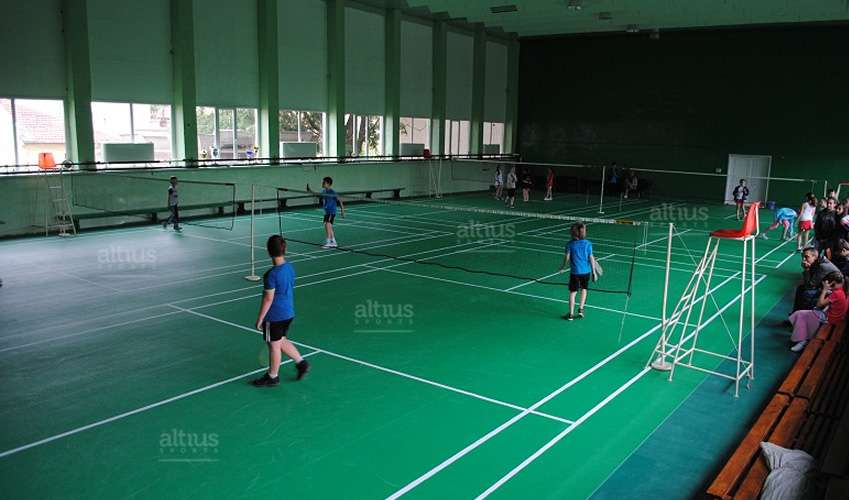 badminton court playing