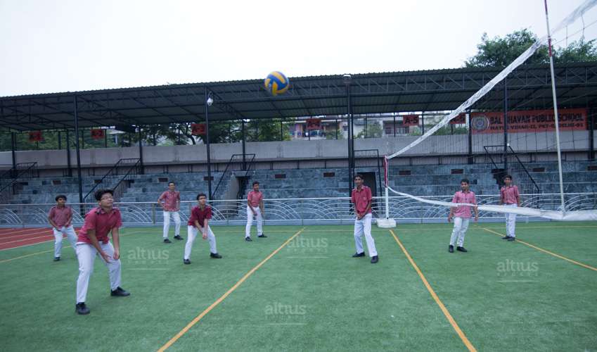 volleyball players in a stadium