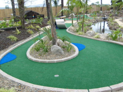 backyard golf course after construction