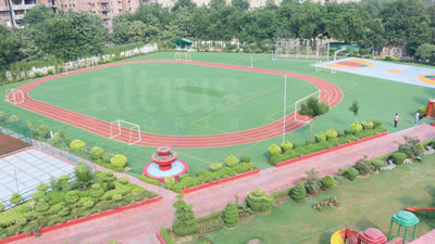 Synthetic multi sports turf in a field