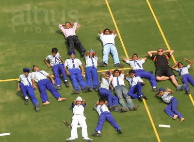 hockey match in stadium pitch